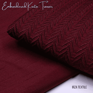 Resham Maroon Embroidered Kurta Trouser Fabric RH-66 - Irza Textile