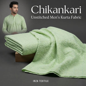 Un-Stitched Embroidered Pista Cotton Kurta GT-9261 - Irza Textile