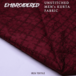 Unstitched Maroon Nigar Embroidered Kurta AF-10 - Irza Textile