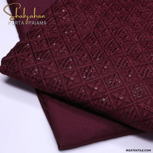 Shahjahan Embroidered Maroon Un-Stitched Kurta Pajama