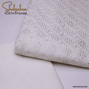 Shahjahan Embroidered Off White Un-Stitched Kurta Pajama