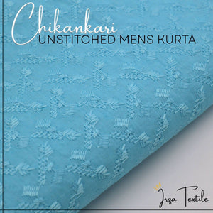 Un-Stitched Embroidered Chikankari Sky Blue Kurta TP-4899