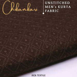 Un-Stitched Embroidered Dark Brown Cotton Kurta GT-9257 - Irza Textile