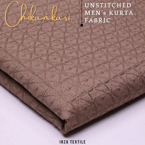 Un-Stitched Embroidered Soft Brown Cotton Kurta GT-9256 - Irza Textile