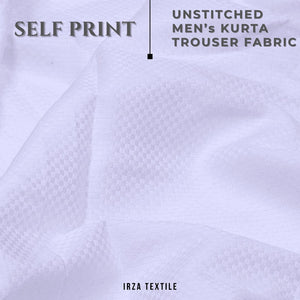 Unstitched White Self Print Kurta Shalwar