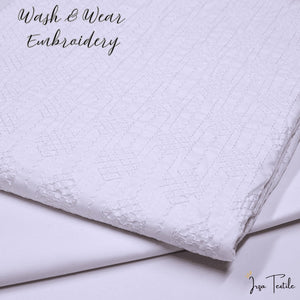 White Wash And Wear Embroidered Kurta Trouser Fabric WW-101