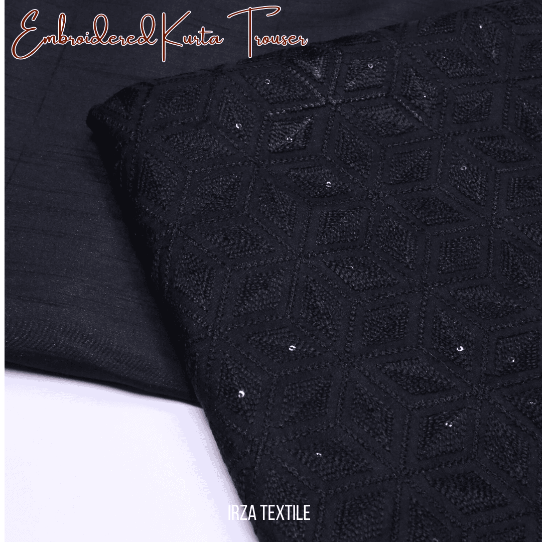 Andaaz Black Embroidered Kurta Trouser Fabric AD-105 - Irza Textile