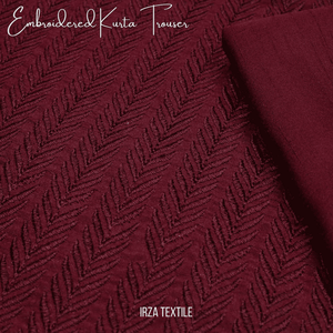 Resham Maroon Embroidered Kurta Trouser Fabric RH-66 - Irza Textile