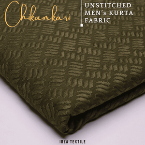 Un-Stitched Embroidered Mehandi Green Cotton Kurta GT-9259 - Irza Textile