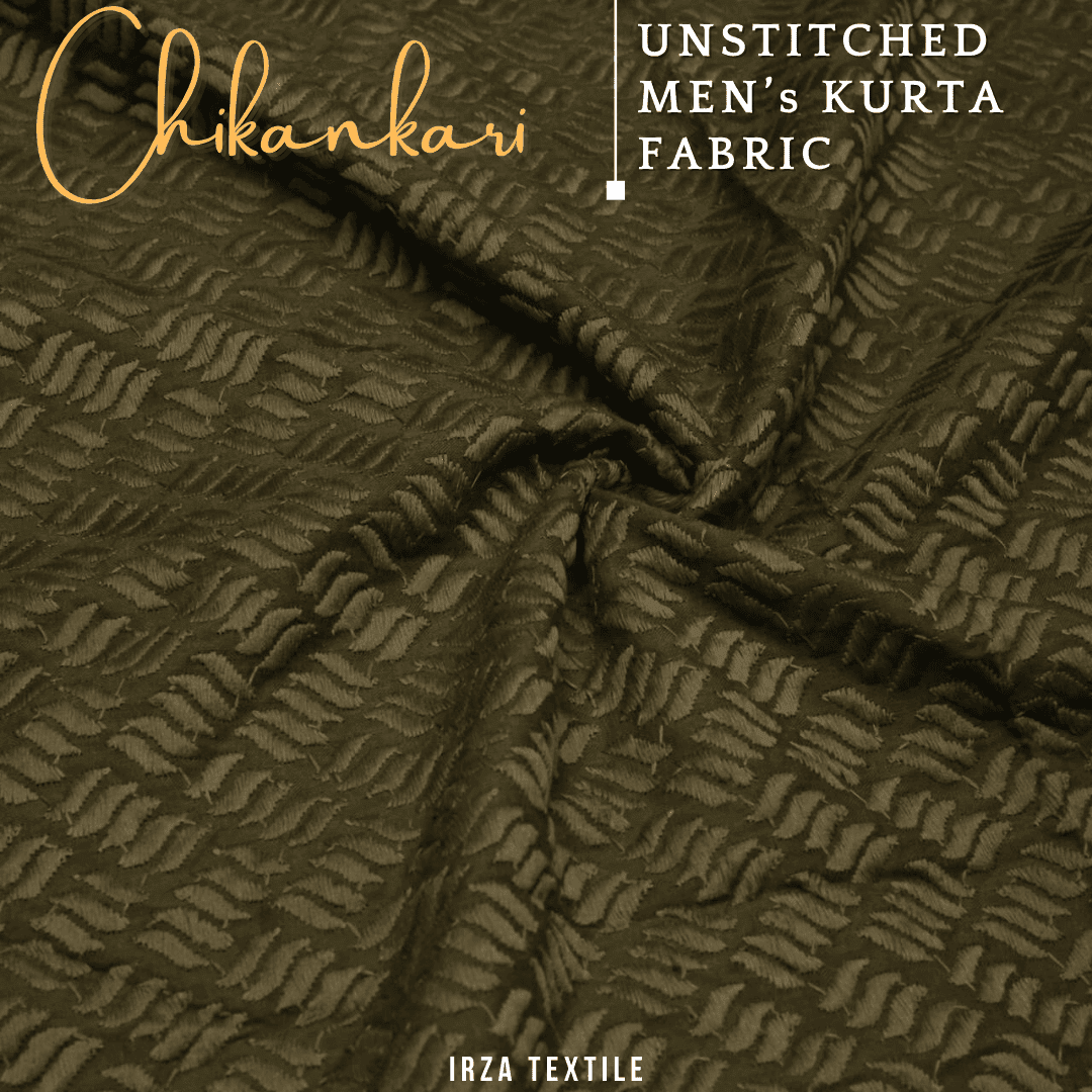 Un-Stitched Embroidered Mehandi Green Cotton Kurta GT-9259 - Irza Textile