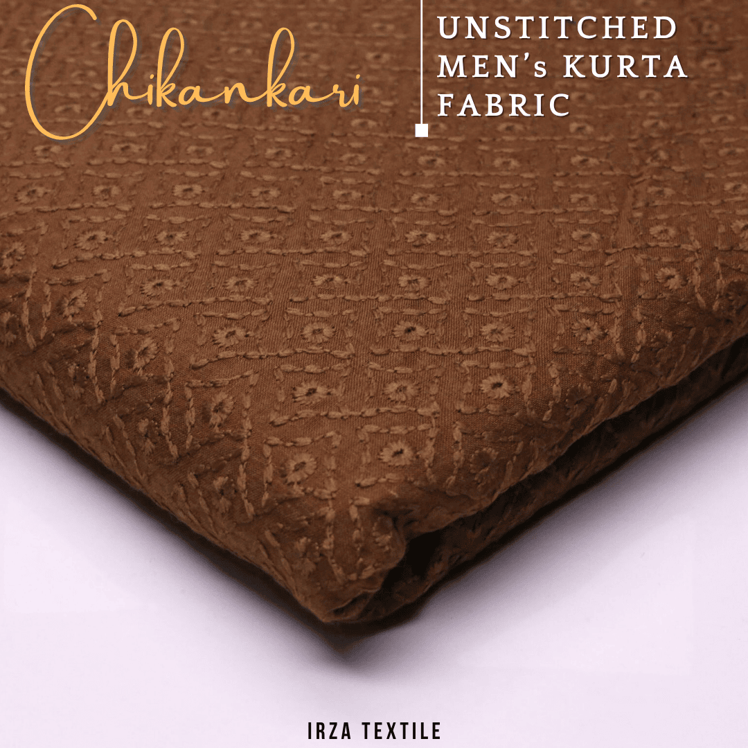Un-Stitched Embroidered Tobacco Cotton Kurta GT-9260 - Irza Textile