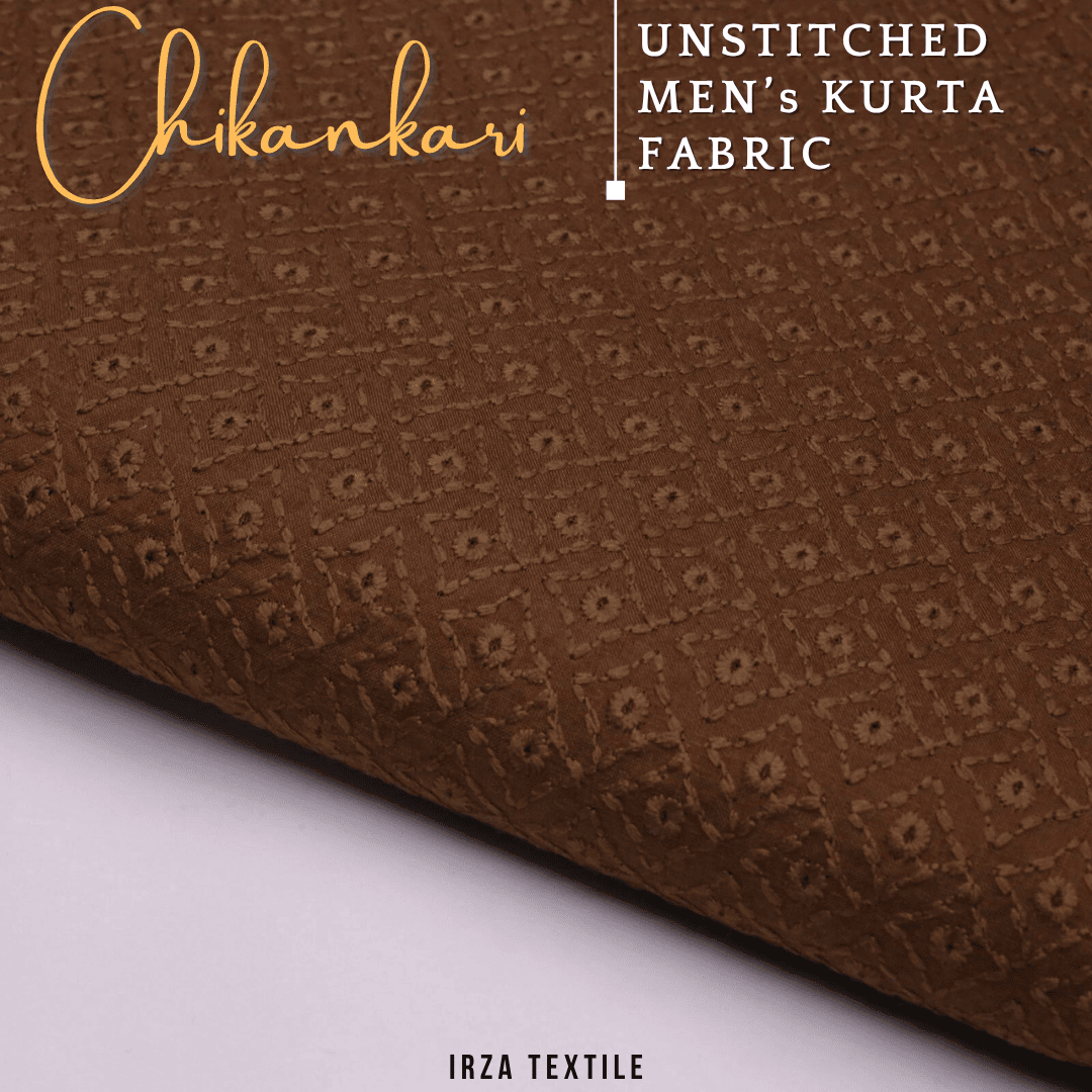 Un-Stitched Embroidered Tobacco Cotton Kurta GT-9260 - Irza Textile