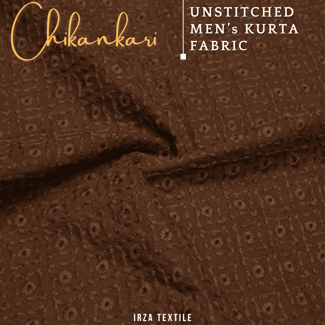 Un-Stitched Embroidered Tobacco Cotton Kurta GT-9260 - Irza Textile