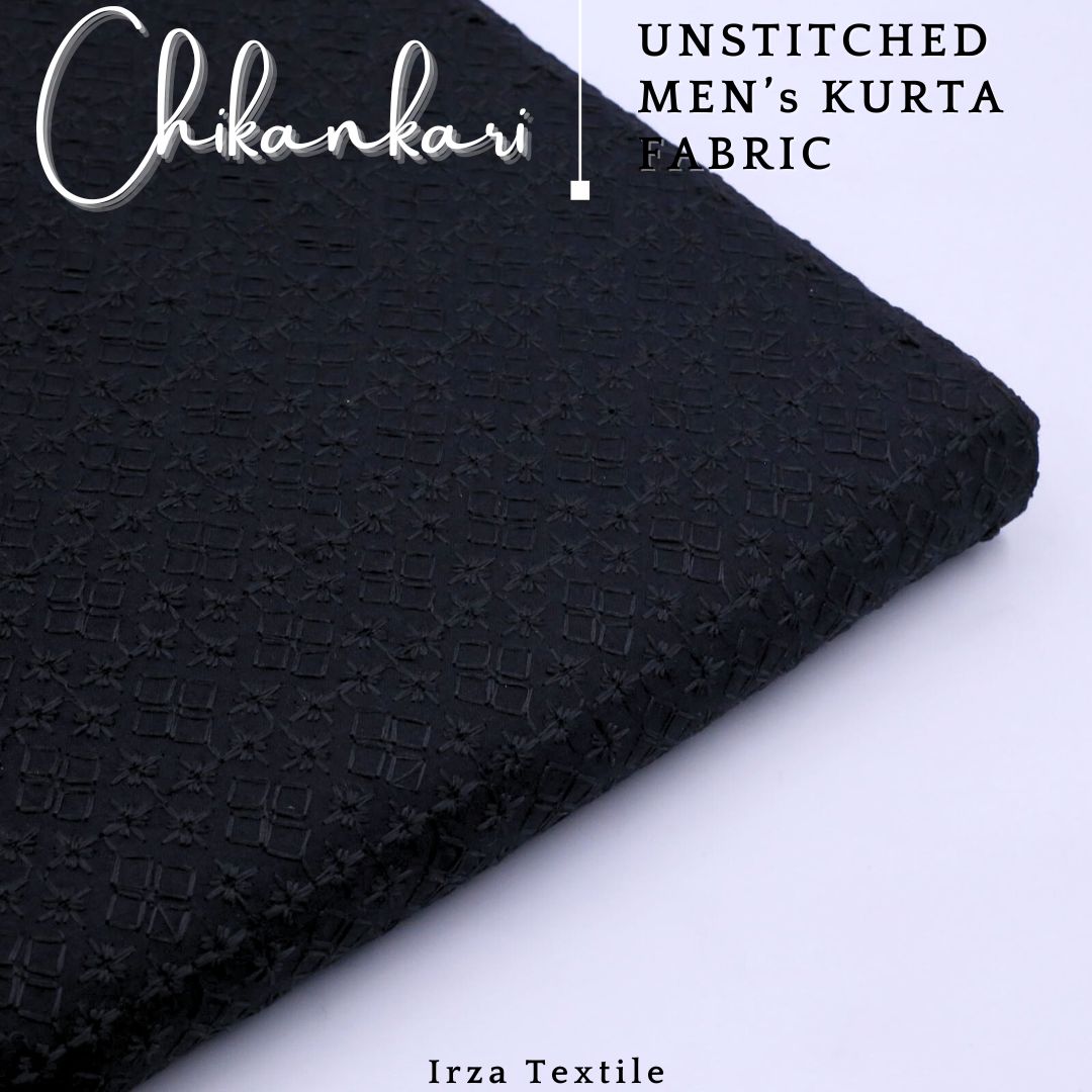 Un-Stitched Embroidered Black Soft Cotton Kurta GT-9248