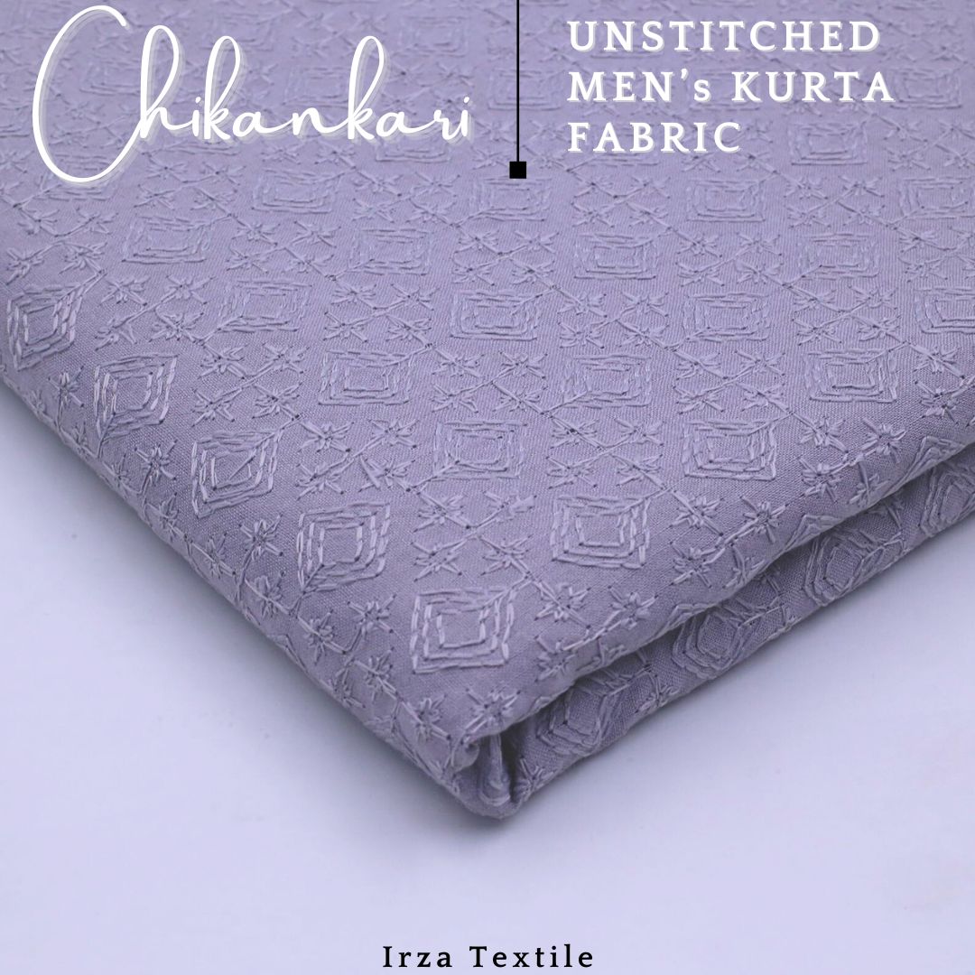 Un-Stitched Embroidered Grey Soft Cotton Kurta GT-9250