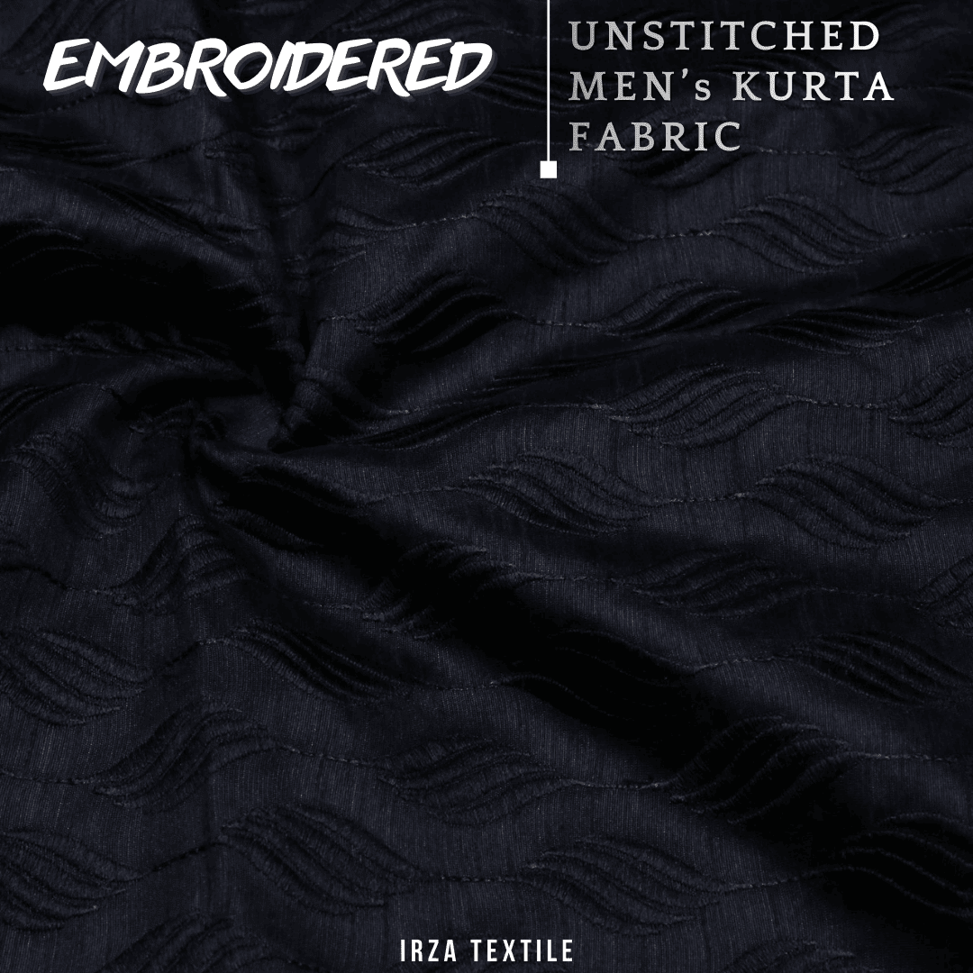 Unstitched Black Dastaan Embroidered Kurta DA-12 - Irza Textile