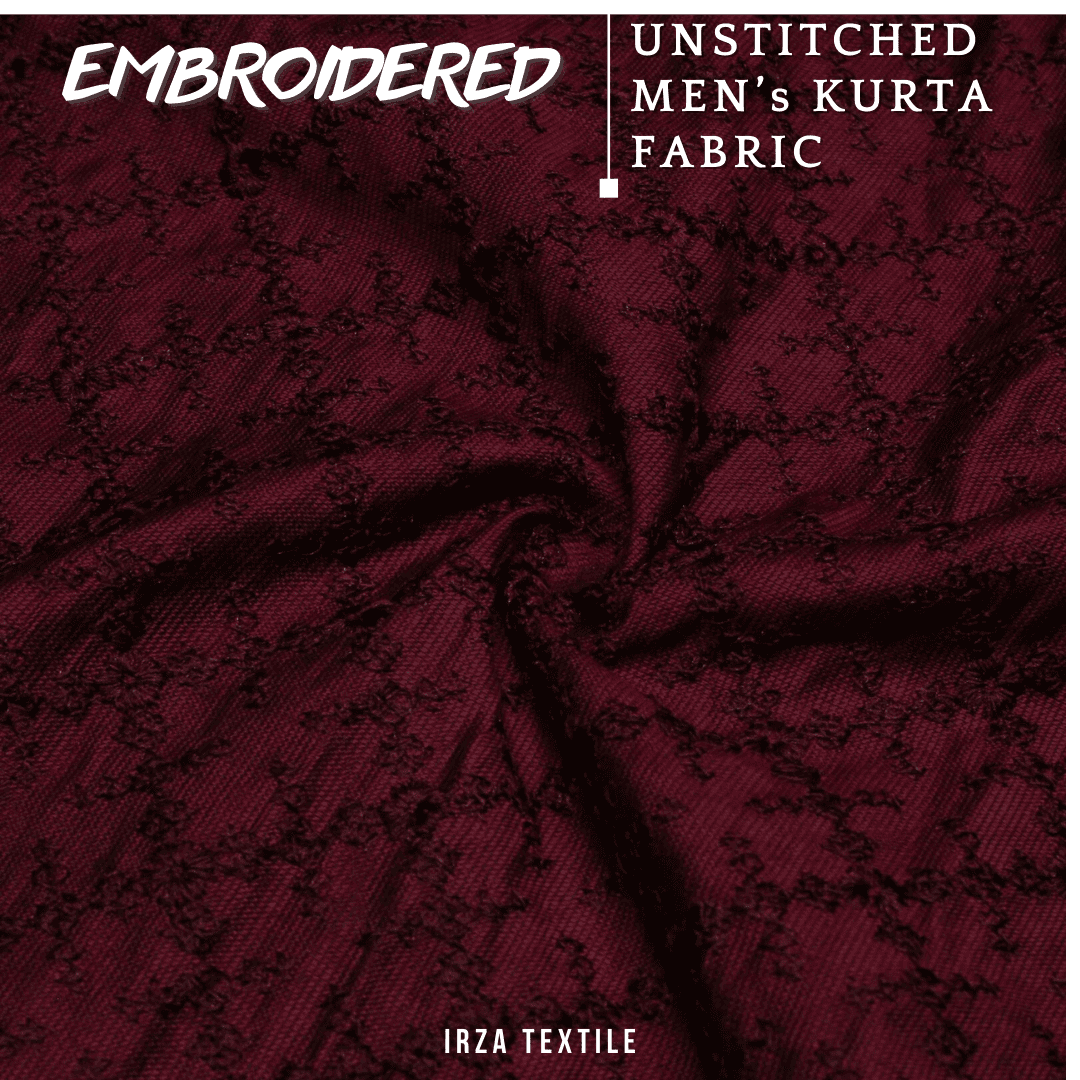 Unstitched Maroon Nigar Embroidered Kurta AF-10 - Irza Textile