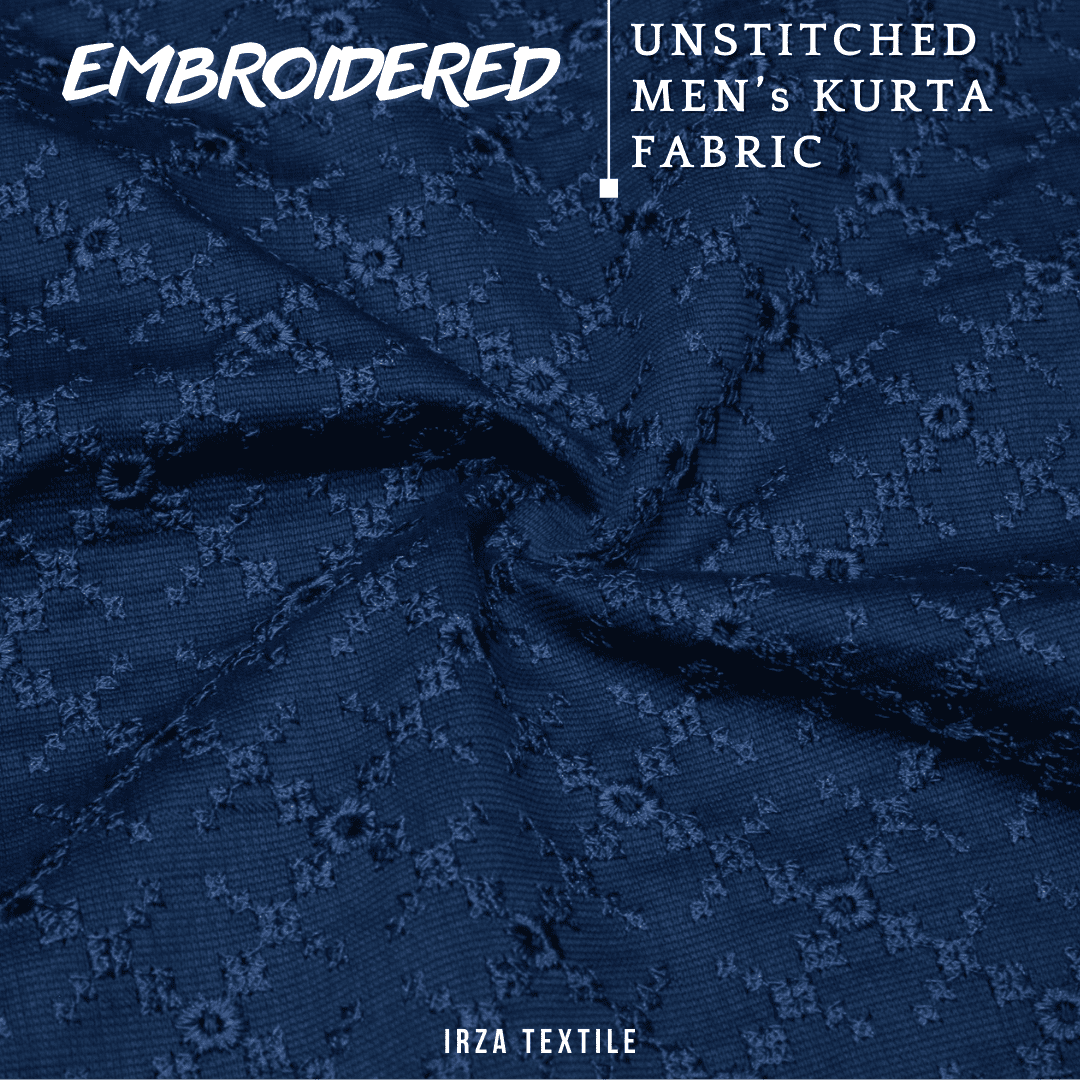 Unstitched Zink Blue Nigar Embroidered Kurta AF-11 - Irza Textile