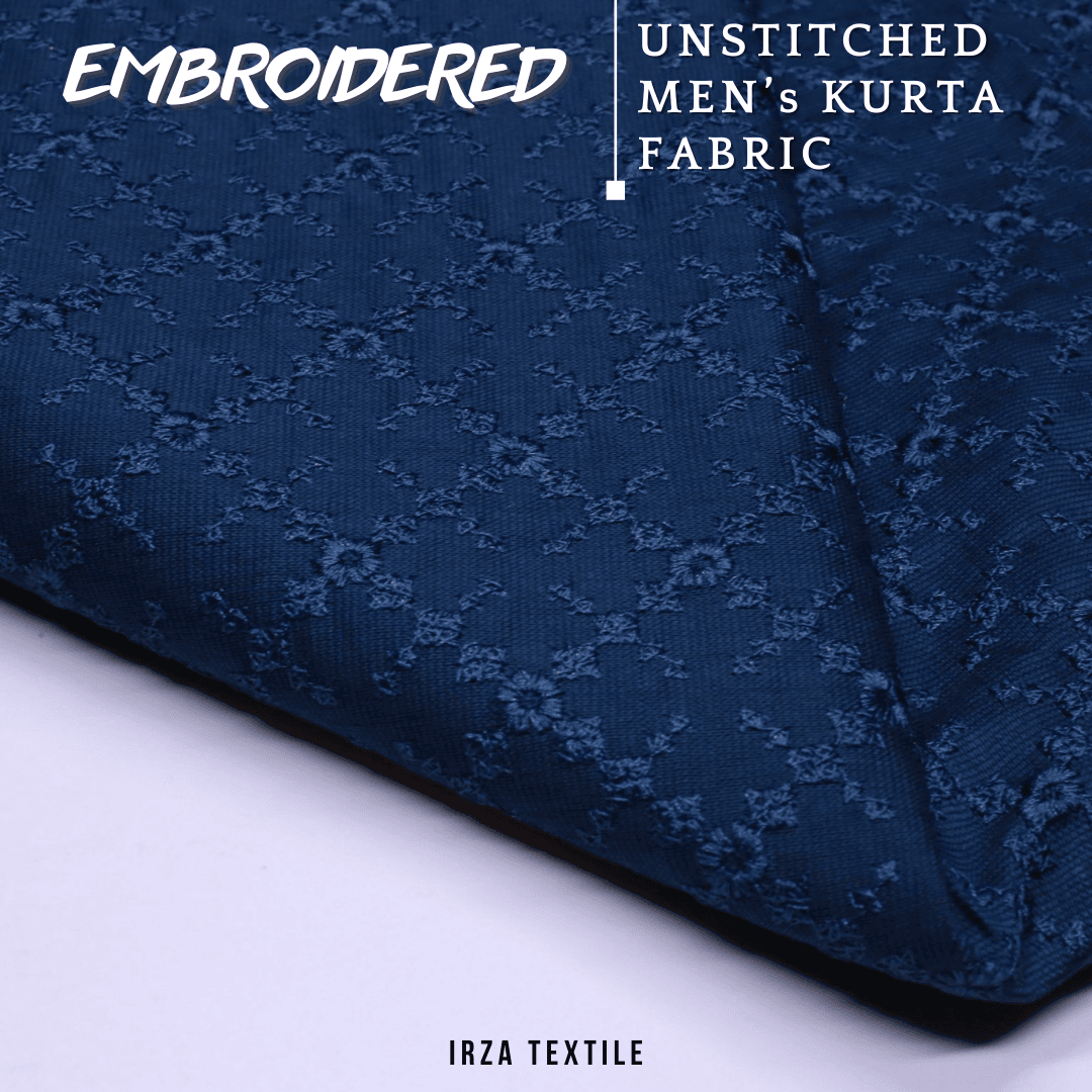 Unstitched Zink Blue Nigar Embroidered Kurta AF-11 - Irza Textile