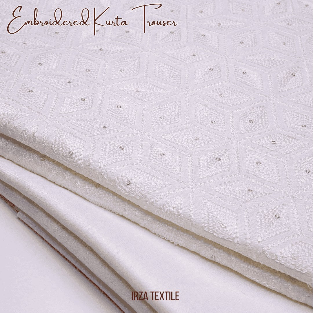 Andaaz Cream Embroidered Kurta Trouser Fabric AD-104