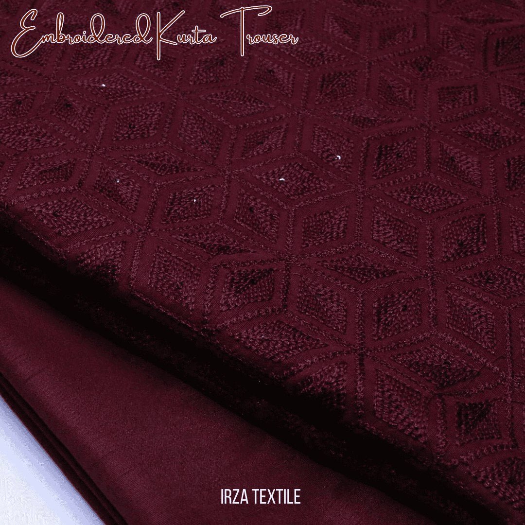 Andaaz Maroon Embroidered Kurta Trouser Fabric AD-102