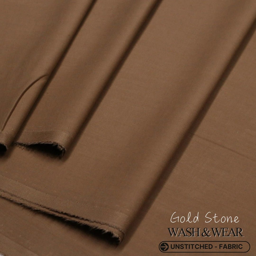 Gold Stone Brown Wash and Wear Fabric - Irza Textile