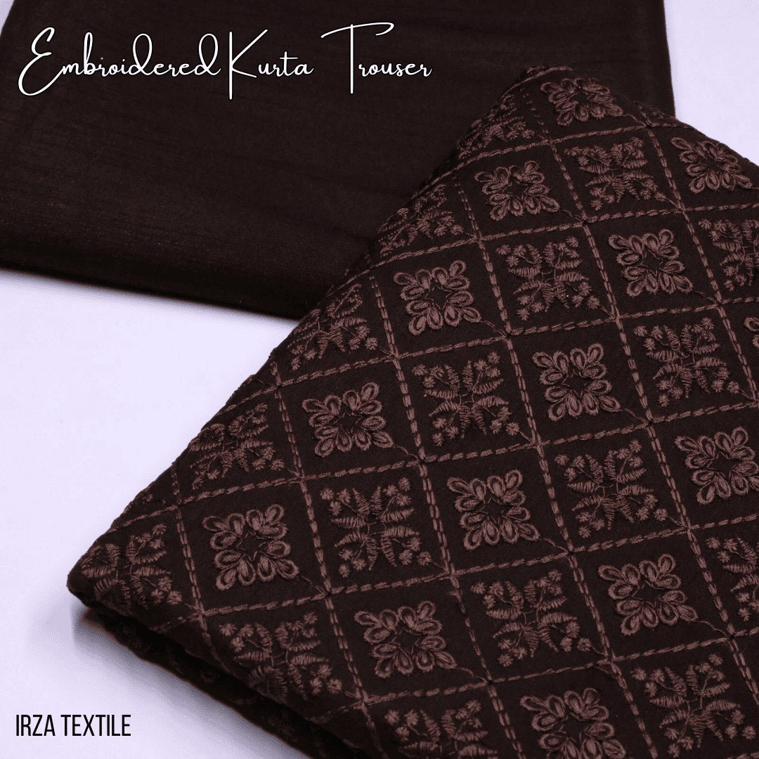 Saltanat Brown Embroidered Kurta Trouser Fabric ST-56