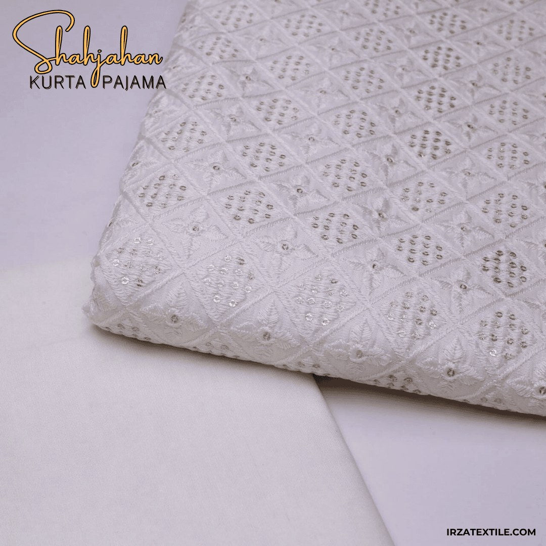 Shahjahan Embroidered Off White Un-Stitched Kurta Pajama