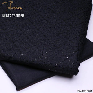 Tehwaar Black Embroidered Kurta Trouser Fabric WR-33 - Irza Textile