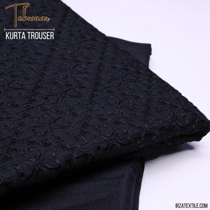 Tehwaar Black Embroidered Kurta Trouser Fabric WR-33 - Irza Textile