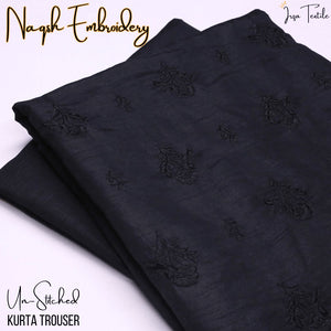 Un-Stitched Black Naqsh Embroidery Mens Kurta Trouser N11