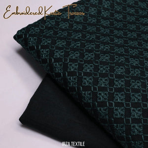 Un-Stitched Bottle Green Embroidered Kurta Trouser Fabric N-905