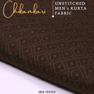 Un-Stitched Embroidered Dark Brown Cotton Kurta GT-9257 - Irza Textile