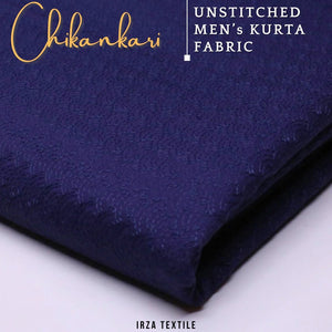 Un-Stitched Embroidered Navy Blue Cotton Kurta GT-9258 - Irza Textile