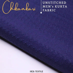 Un-Stitched Embroidered Navy Blue Cotton Kurta GT-9258 - Irza Textile