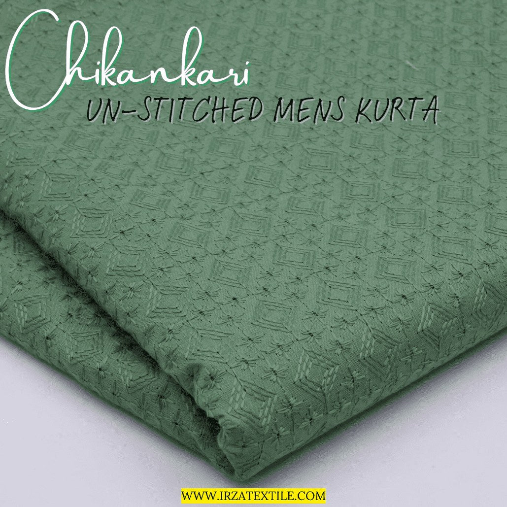 Un-Stitched Embroidered Olive Green Kurta GT-9233