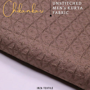 Un-Stitched Embroidered Soft Brown Cotton Kurta GT-9256 - Irza Textile