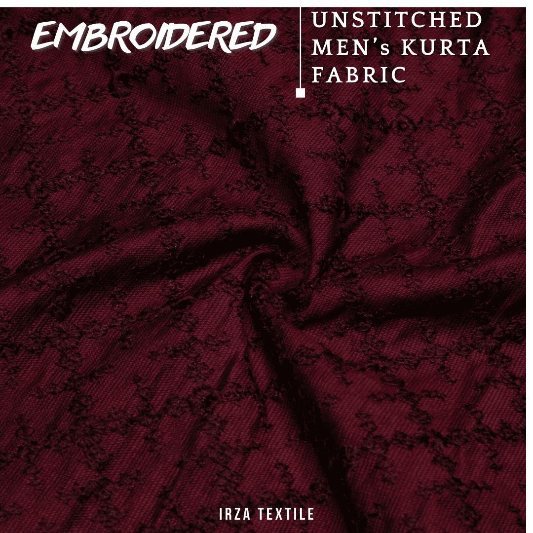 Unstitched Maroon Nigar Embroidered Kurta AF-10