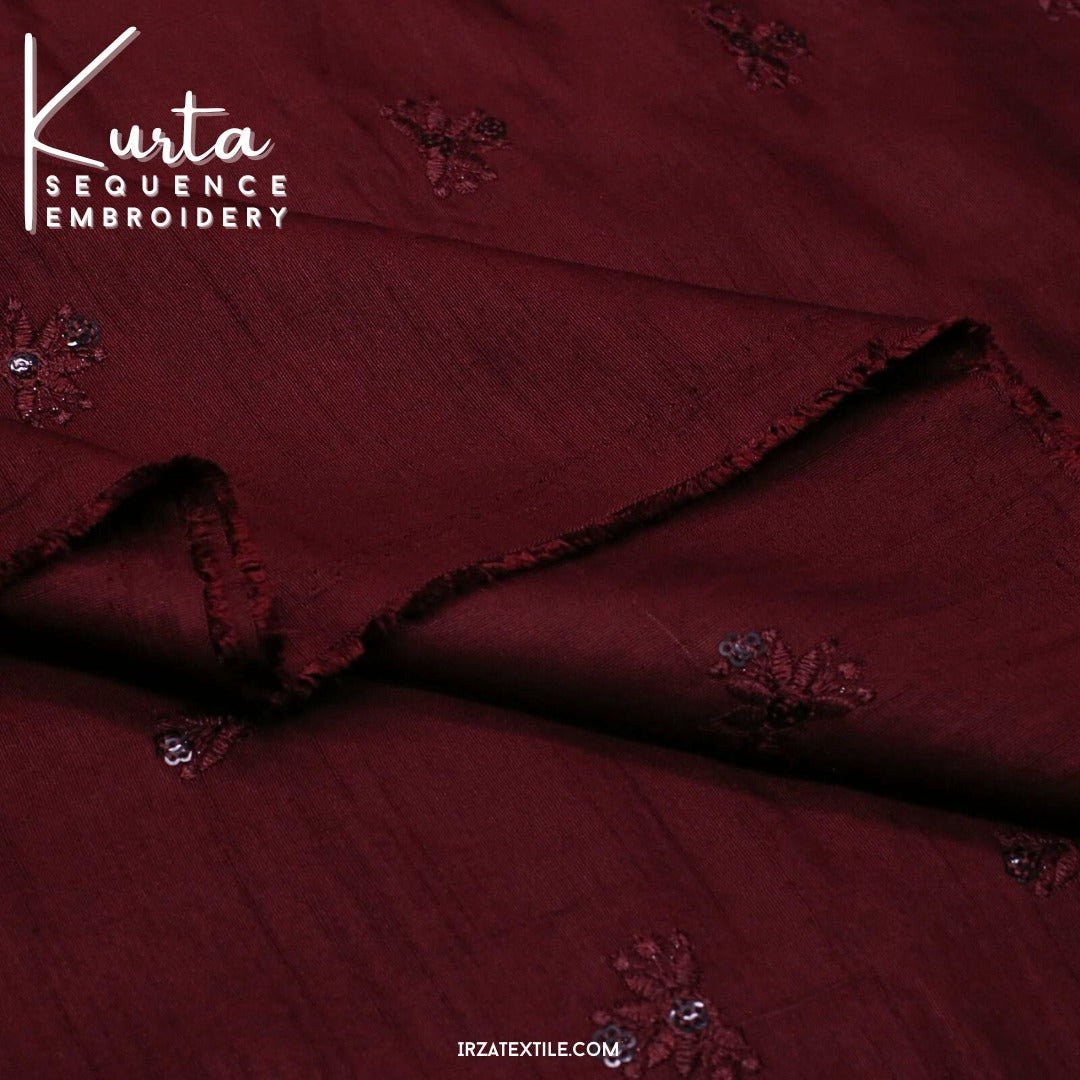 Unstitched Maroon Zaviyar Embroidered Kurta ZR-31 - Irza Textile