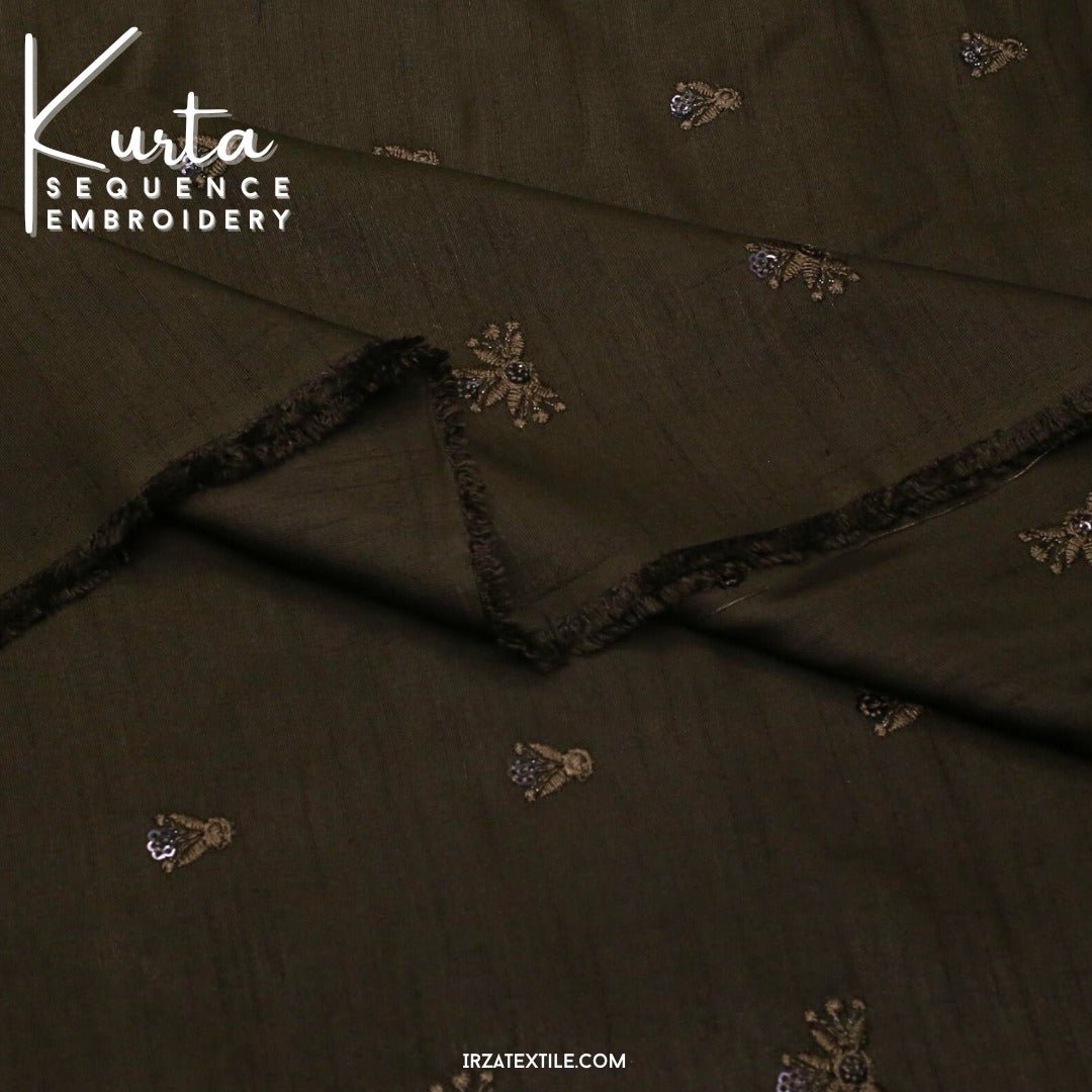 Unstitched Mehandi Zaviyar Embroidered Kurta ZR-33 - Irza Textile
