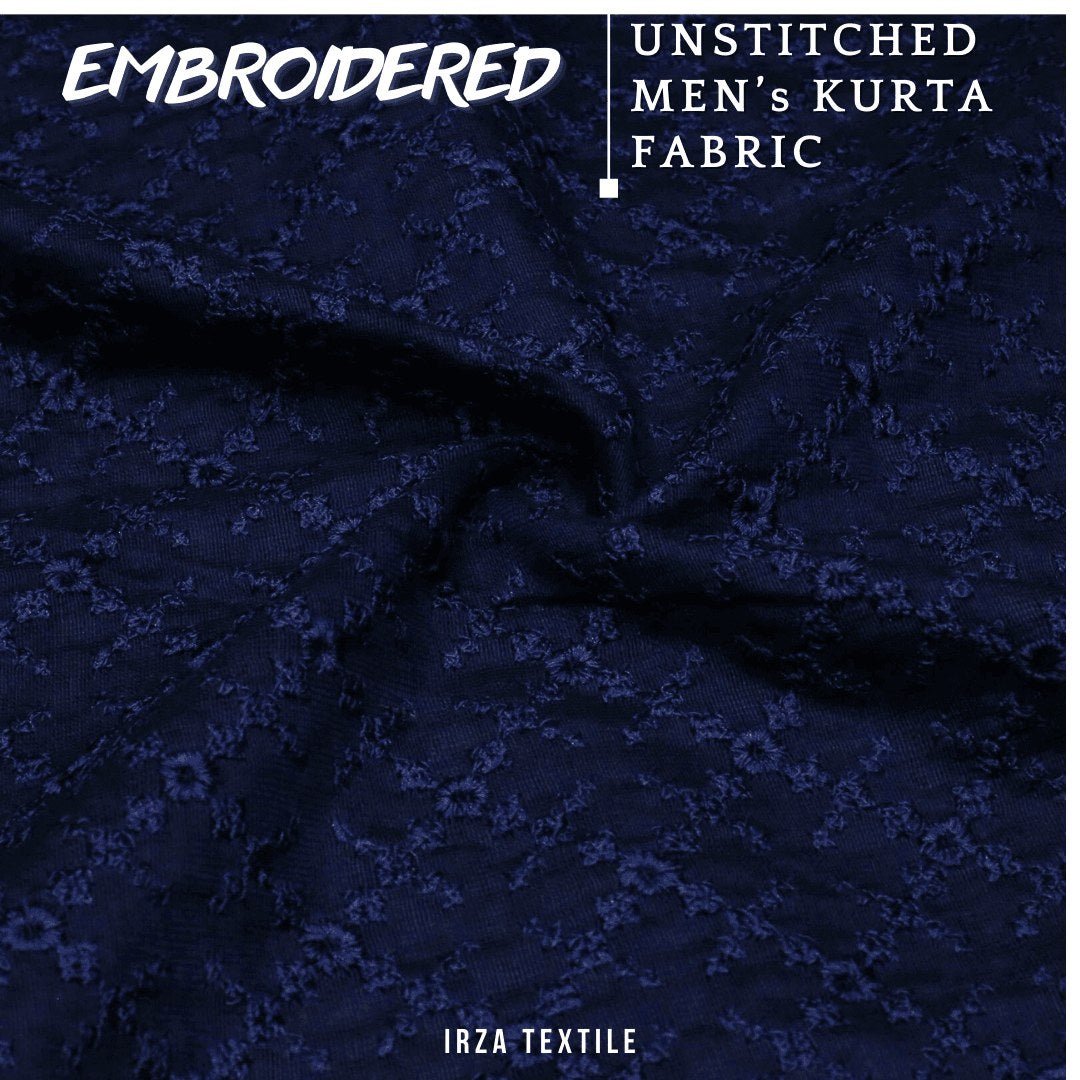 Unstitched Navy Blue Nigar Embroidered Kurta AF-12