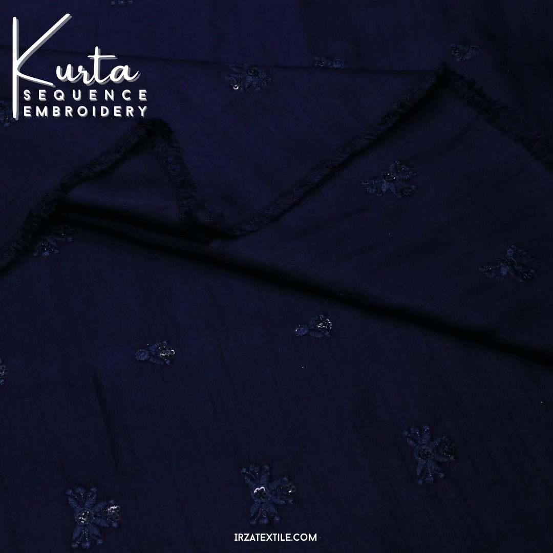 Unstitched Navy Blue Zaviyar Embroidered Kurta ZR-36 - Irza Textile