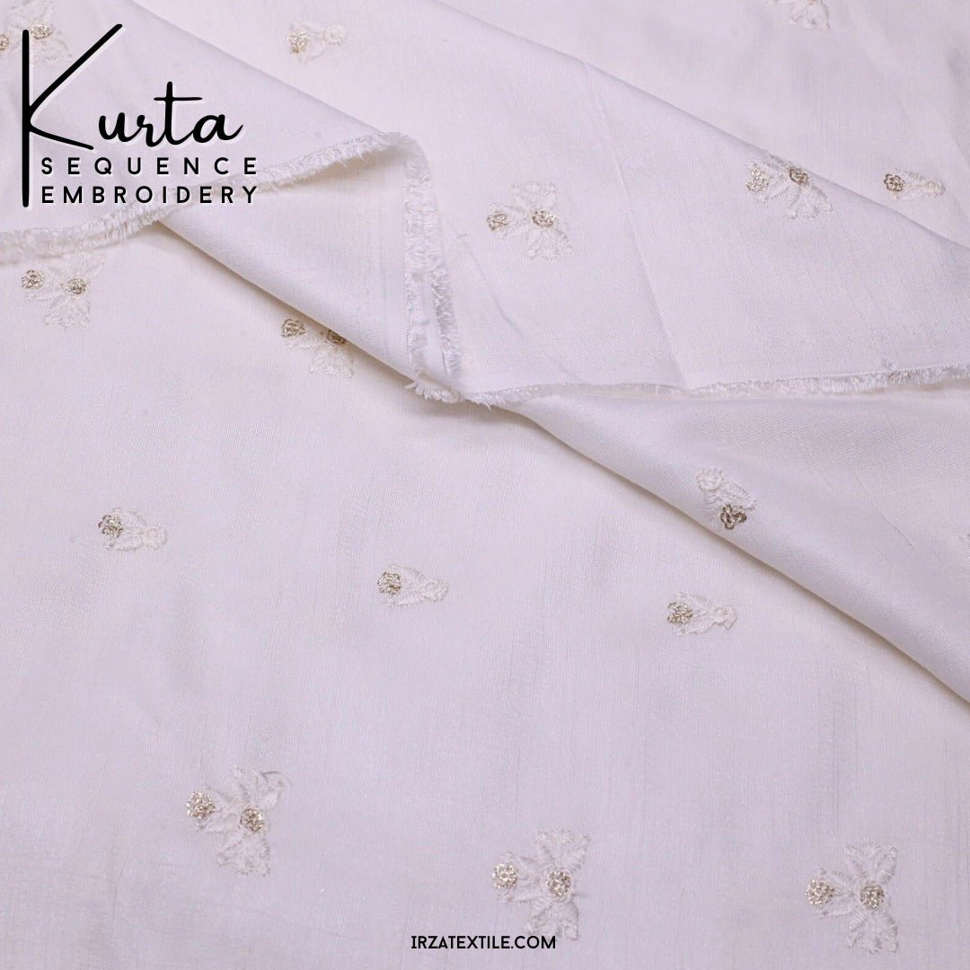 Unstitched Off White Zaviyar Embroidered Kurta ZR-35 - Irza Textile