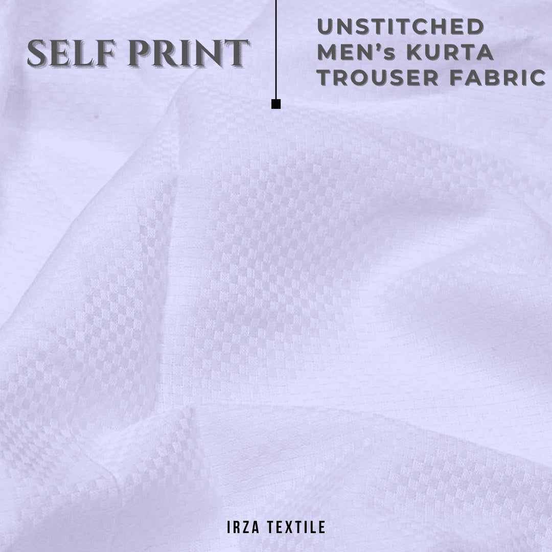 Unstitched White Self Print Kurta Shalwar