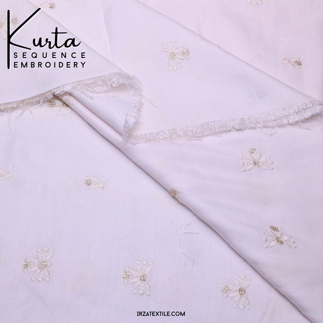 Unstitched White Zaviyar Embroidered Kurta ZR-38 - Irza Textile