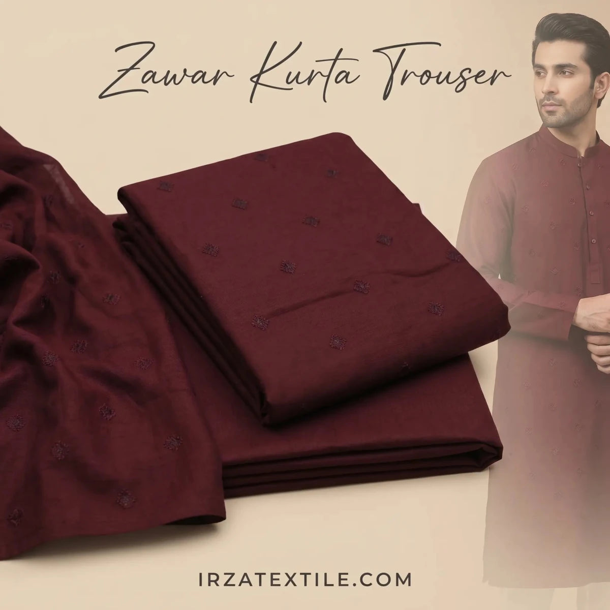 Zawar Maroon Kurta Pajama Fabric Unstitched